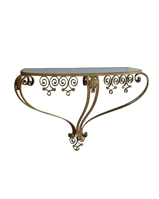 GILDED IRON & MIRROR WALL CONSOLE