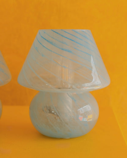 SINGLE PETITE BLUE SWIRL MURANO GLASS TABLE LAMP