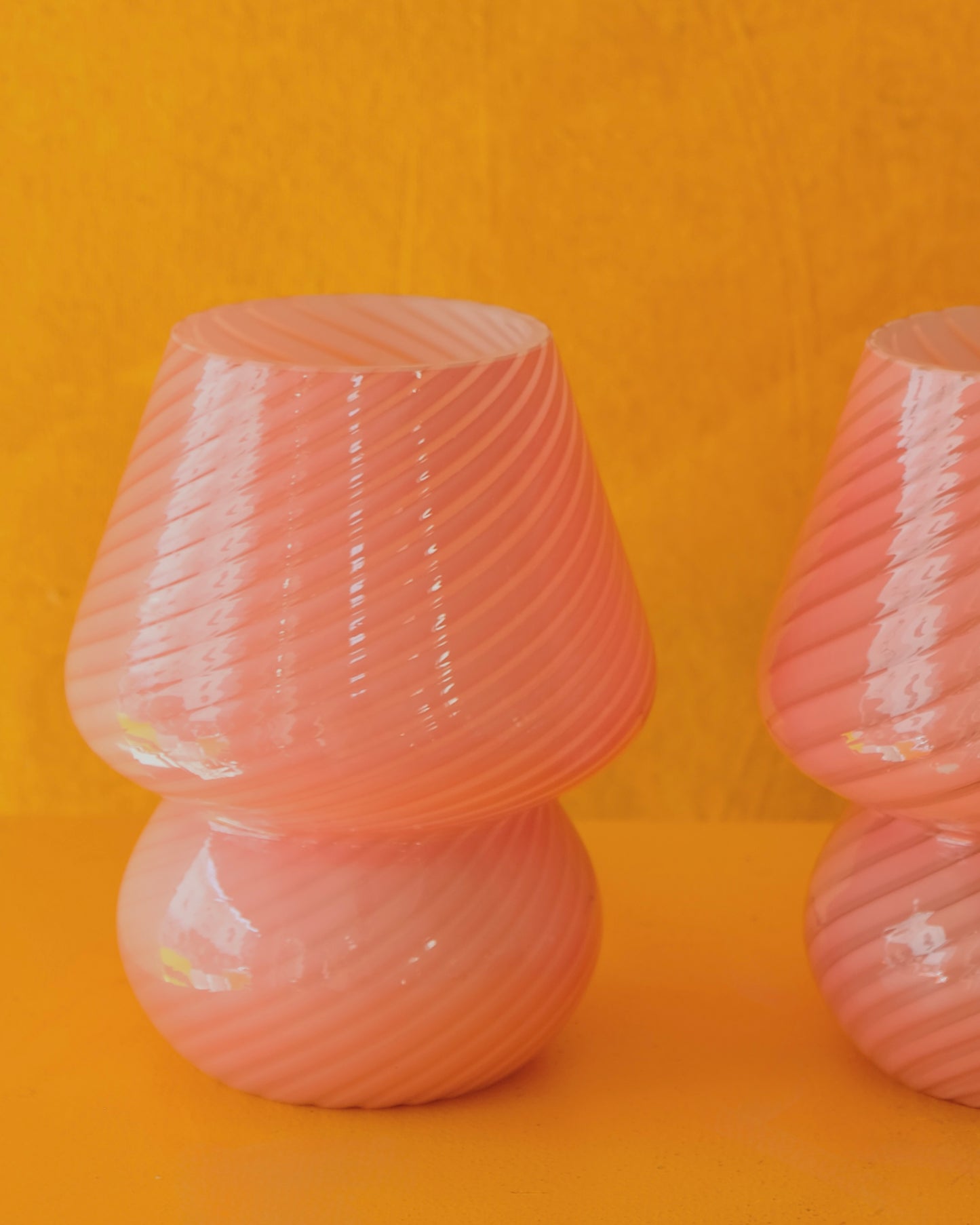 PETITE PINK SWIRL MURANO GLASS TABLE LAMPS