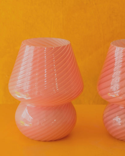 PETITE PINK SWIRL MURANO GLASS TABLE LAMPS