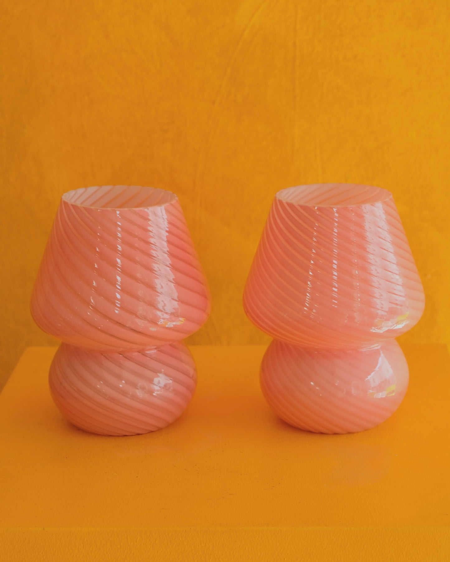 PETITE PINK SWIRL MURANO GLASS TABLE LAMPS