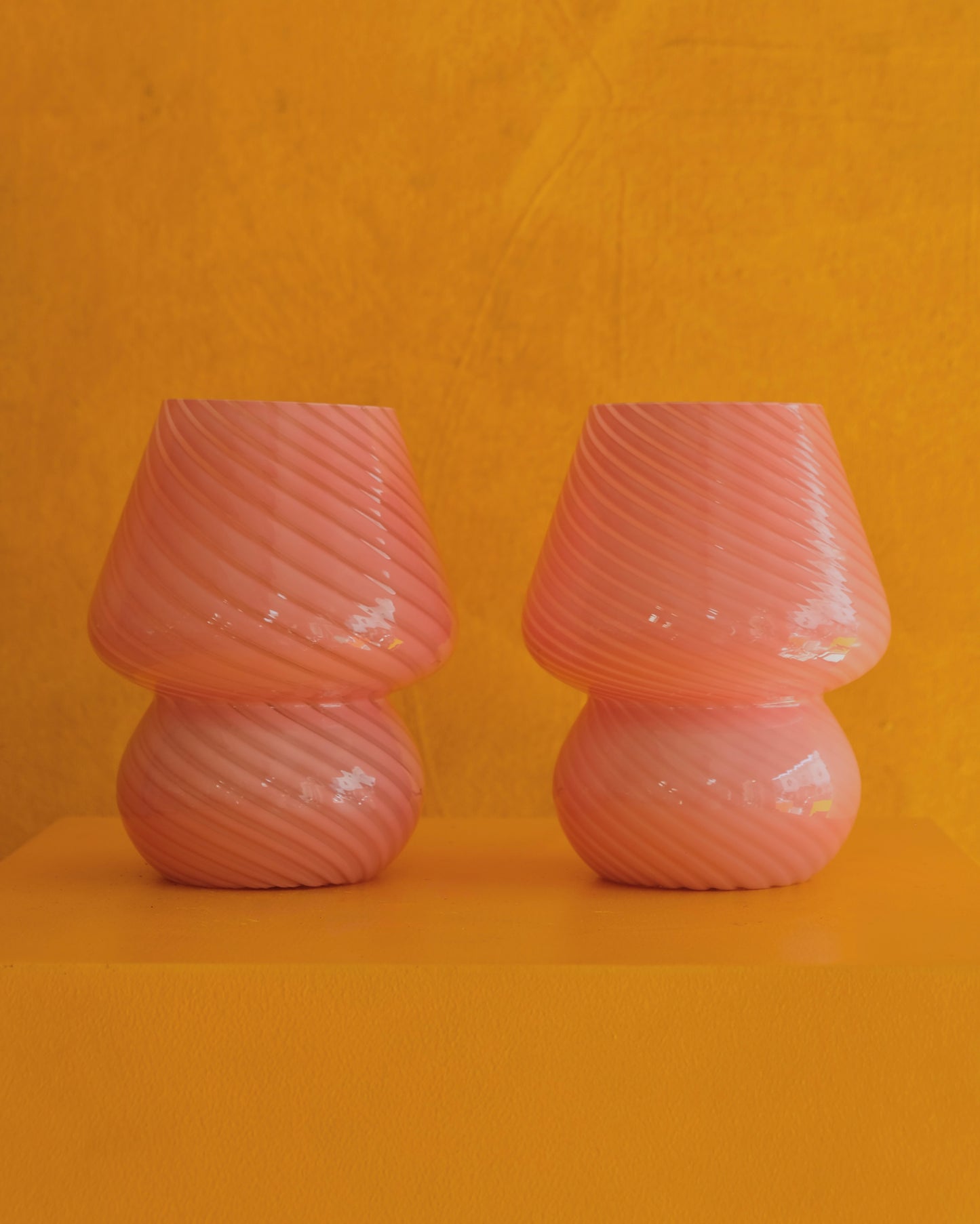 PETITE PINK SWIRL MURANO GLASS TABLE LAMPS