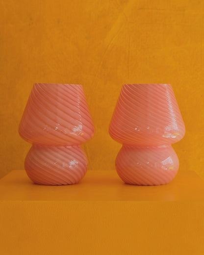 PETITE PINK SWIRL MURANO GLASS TABLE LAMPS