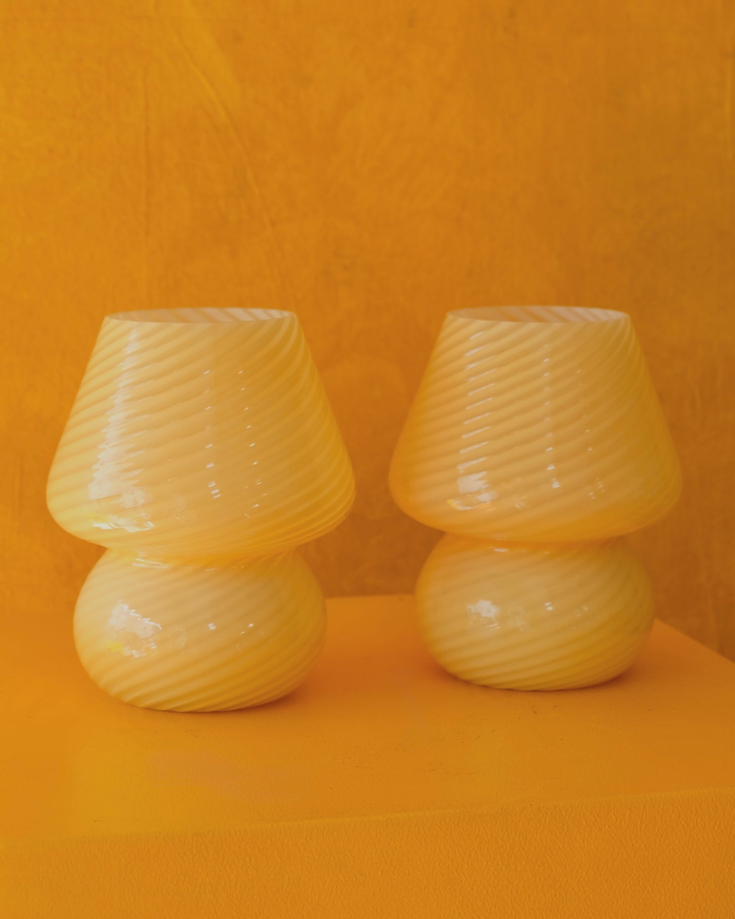 PETITE YELLOW SWIRL MURANO GLASS TABLE LAMPS