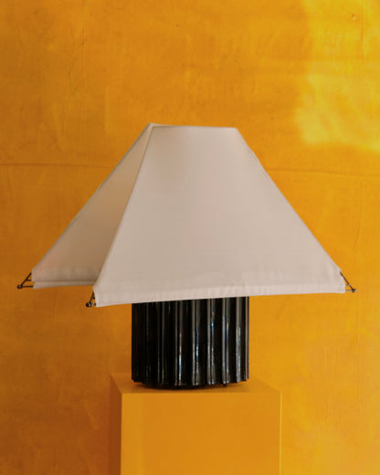 LARGE TWIN SHADE TABLE LAMP w. CERAMIC BASE
