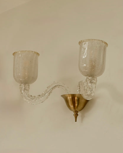 BAROVIER & TOSO TWIN ARM MURANO GLASS WALL SCONCE