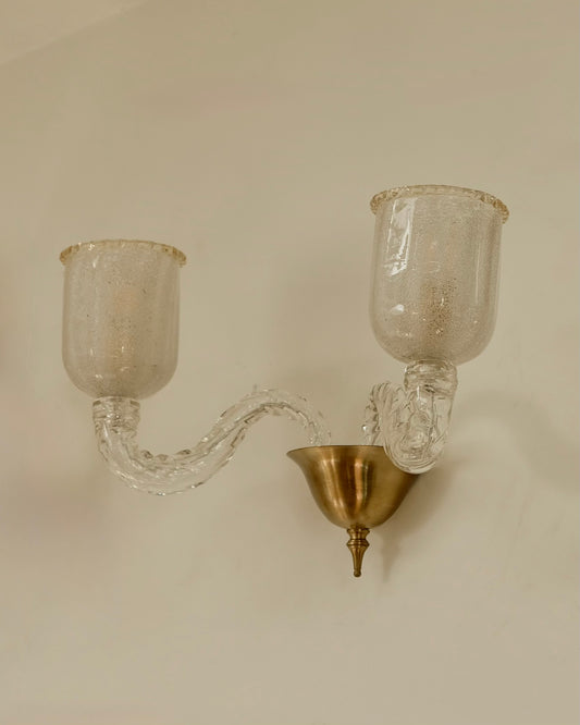 BAROVIER & TOSO TWIN ARM MURANO GLASS WALL SCONCE