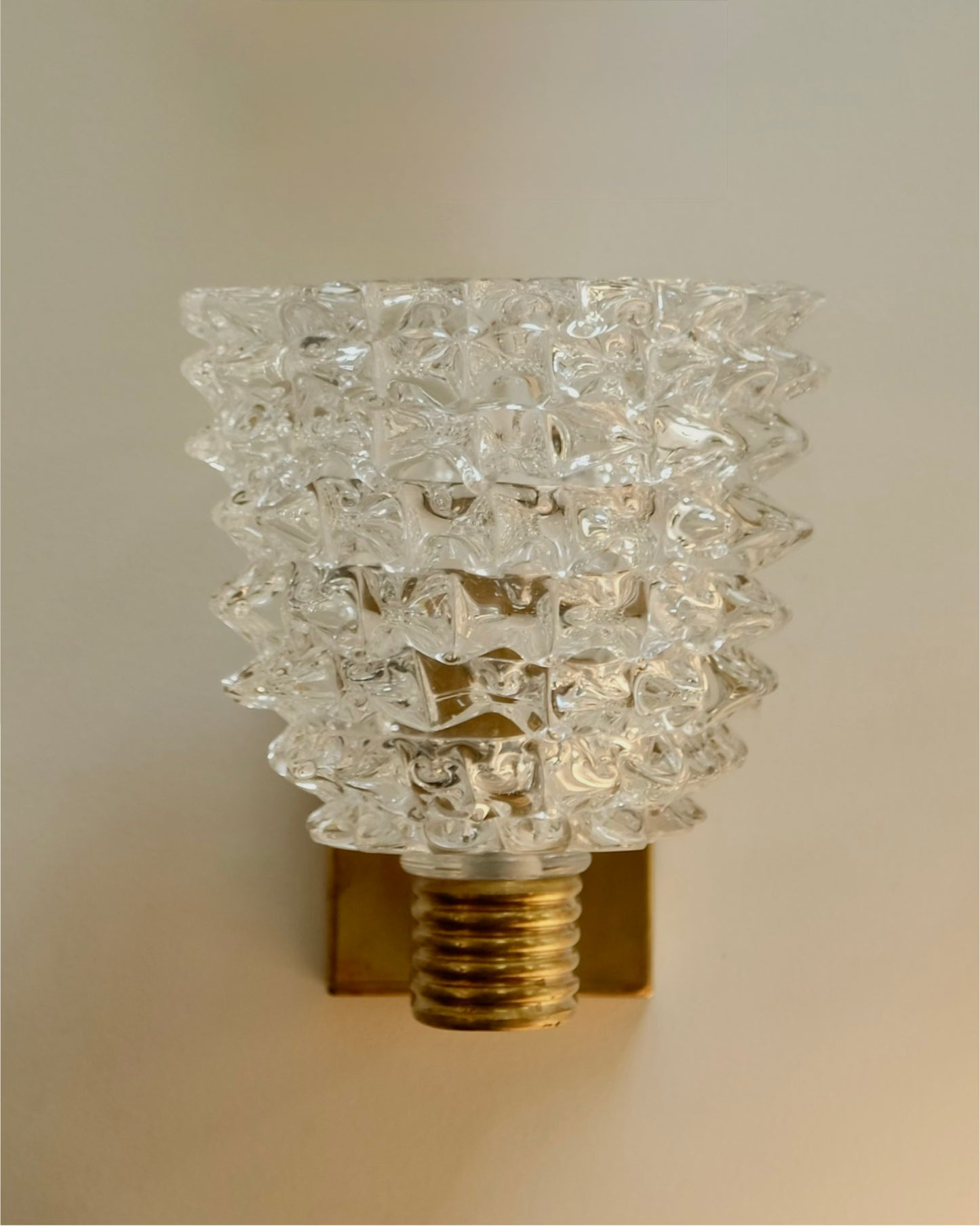 MURANO GLASS ROSTRATO BRASS MOUNT SCONCES