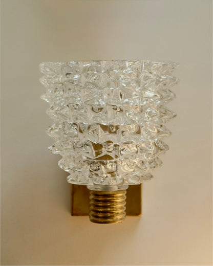 MURANO GLASS ROSTRATO BRASS MOUNT SCONCES