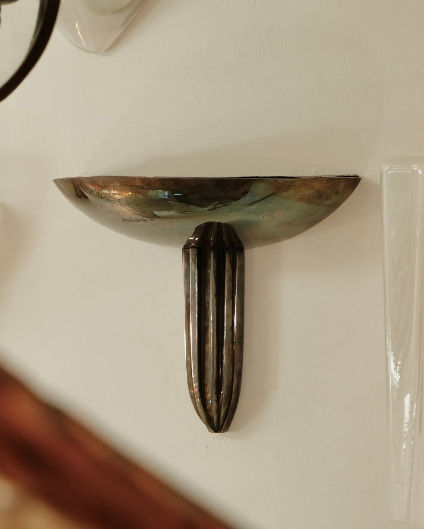 PAIR OF ART DECO STEEL SAUCER WALL SCONCES