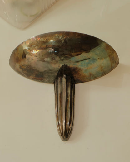 PAIR OF ART DECO STEEL SAUCER WALL SCONCES