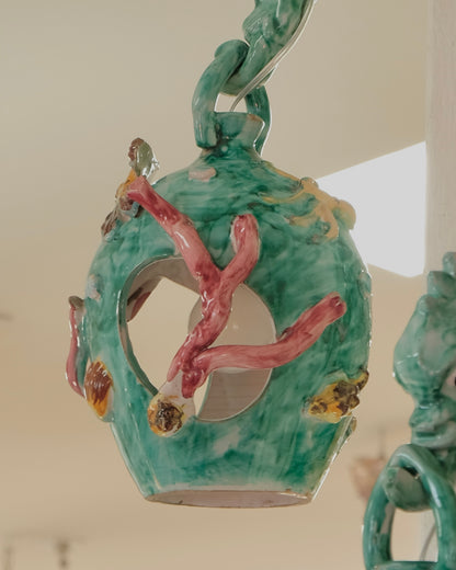 TRIO OF CERAMIC MAJOLICA SEA LIFE SCONCES
