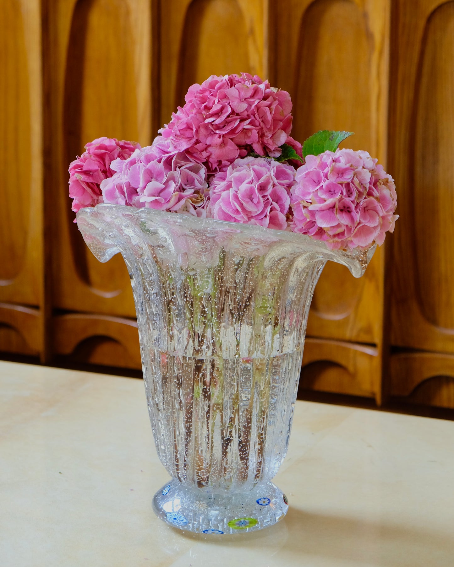 MURANO GLASS VASE w. MILLEFIORI BASE