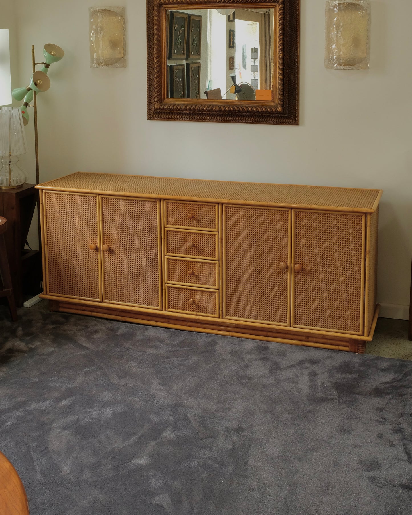 FRENCH RATTAN & BAMBOO CONSOLE