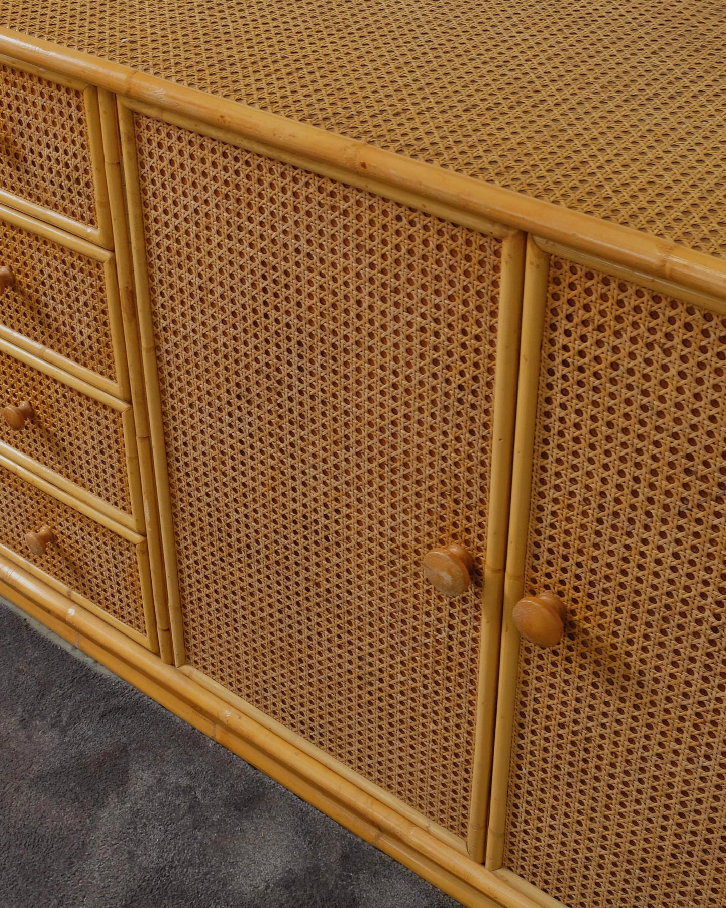 FRENCH RATTAN & BAMBOO CONSOLE