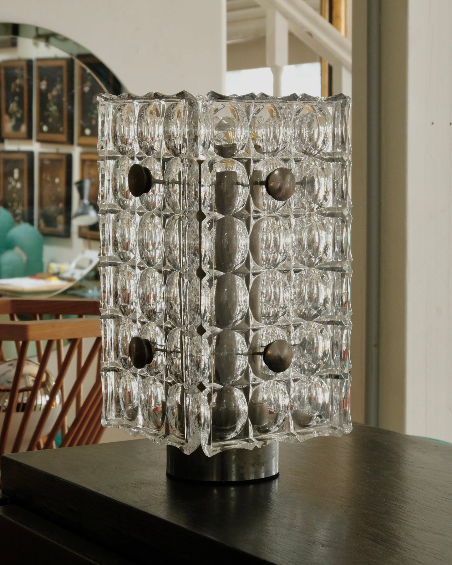 FOUR PANEL LOBMEYR ICE GLASS TABLE LAMP
