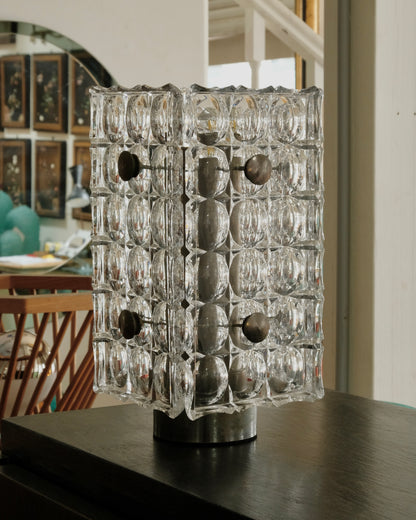 FOUR PANEL LOBMEYR ICE GLASS TABLE LAMP