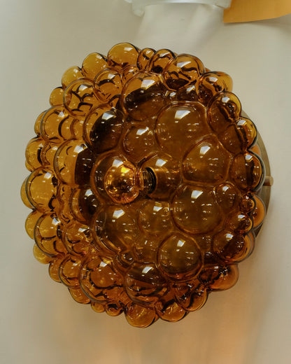 PAIR OF AMBER BUBBLE GLASS SCONCES