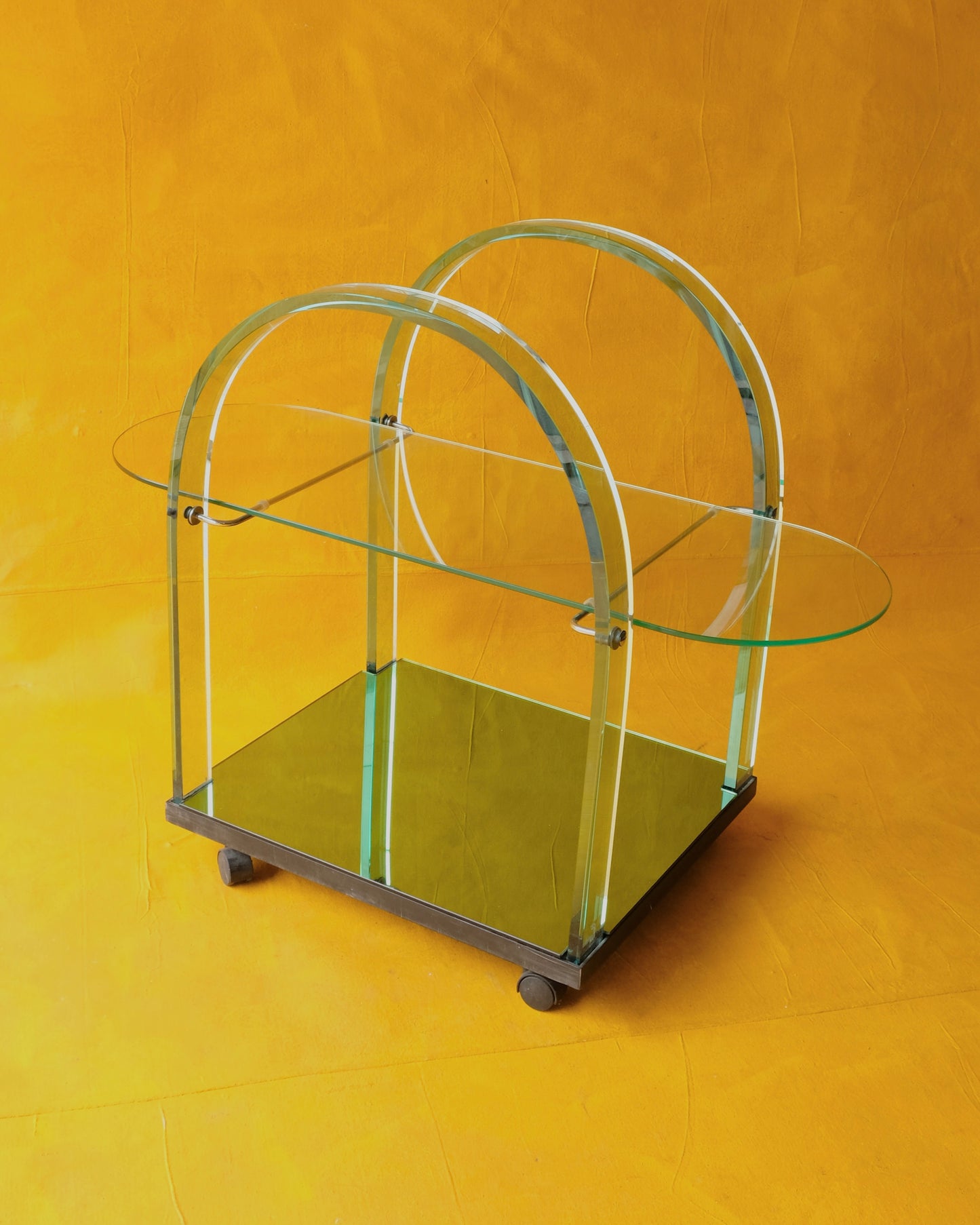 CURVED GLASS FIAM BAR CART