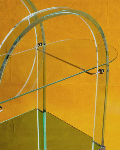 CURVED GLASS FIAM BAR CART