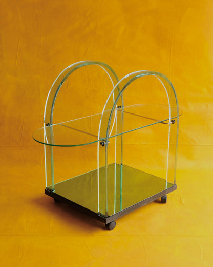 CURVED GLASS FIAM BAR CART