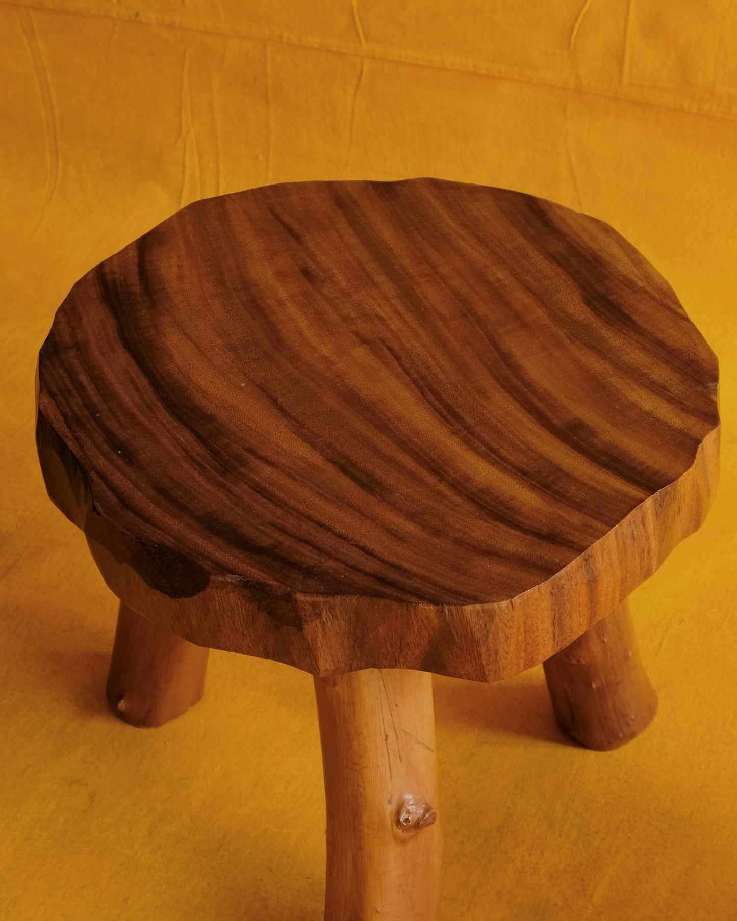 PAIR OF HAND CARVED BRUTALIST STOOLS