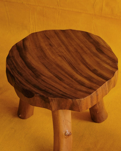 PAIR OF HAND CARVED BRUTALIST STOOLS