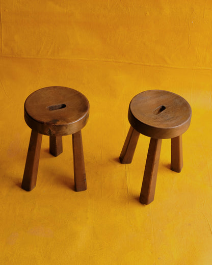 PAIR OF FRENCH CUT OUT TRIPOD STOOLS