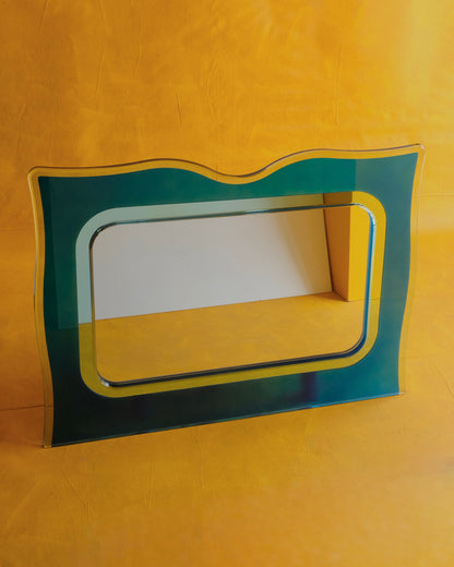 CURVED LAPRIS BLUE FONTANA ARTE GLASS MIRROR
