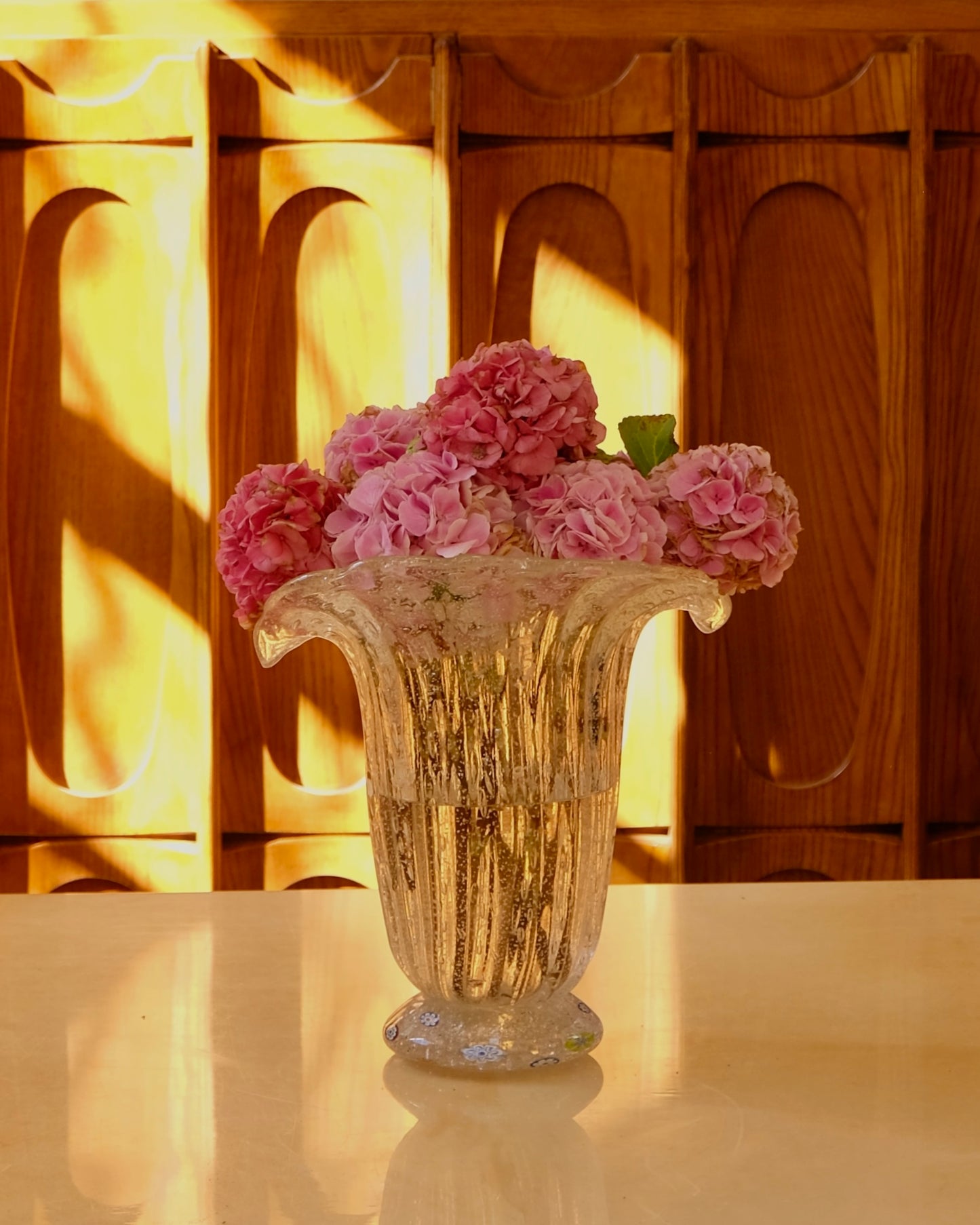 MURANO GLASS VASE w. MILLEFIORI BASE