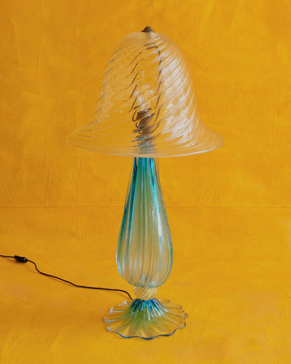 LARGE BLUE & GOLD LINED MURANO GLASS LAMP