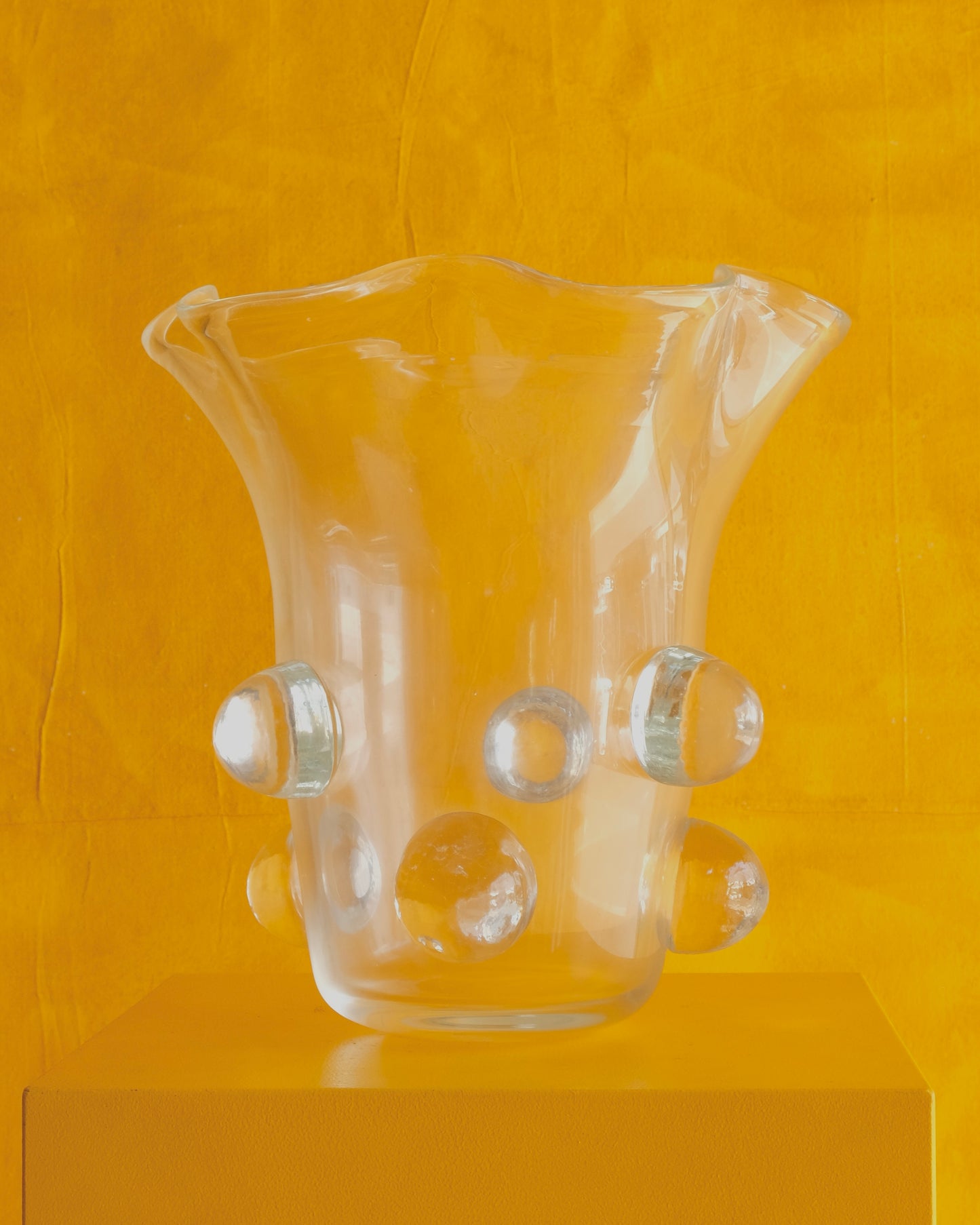 PAIR OF CLEAR IRIDESCENT MURANO ABSTRACT VASES