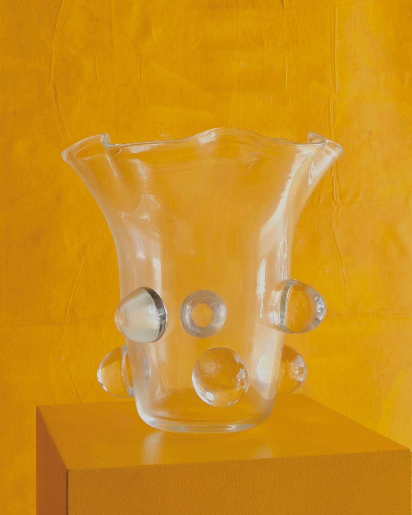PAIR OF CLEAR IRIDESCENT MURANO ABSTRACT VASES