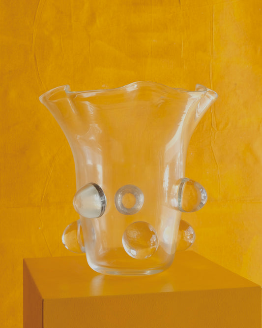 CLEAR IRIDESCENT MURANO ABSTRACT VASE
