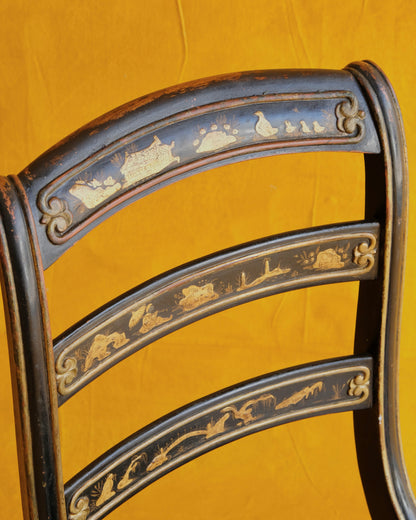 HAND PAINTED GILT REGENCY CHINOISERIE CHAIR