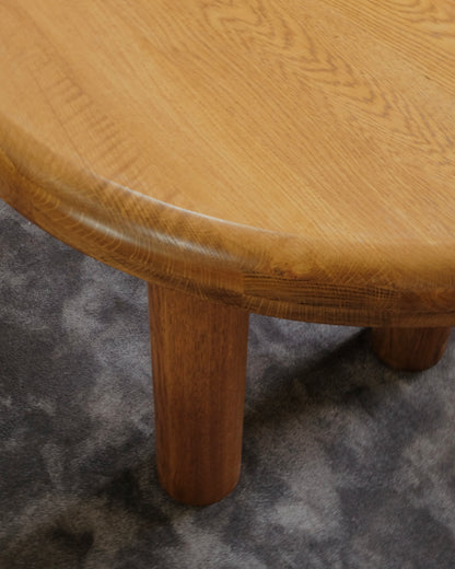 SPANISH OAK CYLINDRICAL TRI LEG DINING TABLE