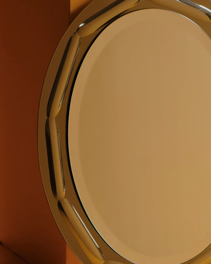 FONTANA ARTE GREY GLASS BEVELLED BUBBLE FRAMED MIRROR