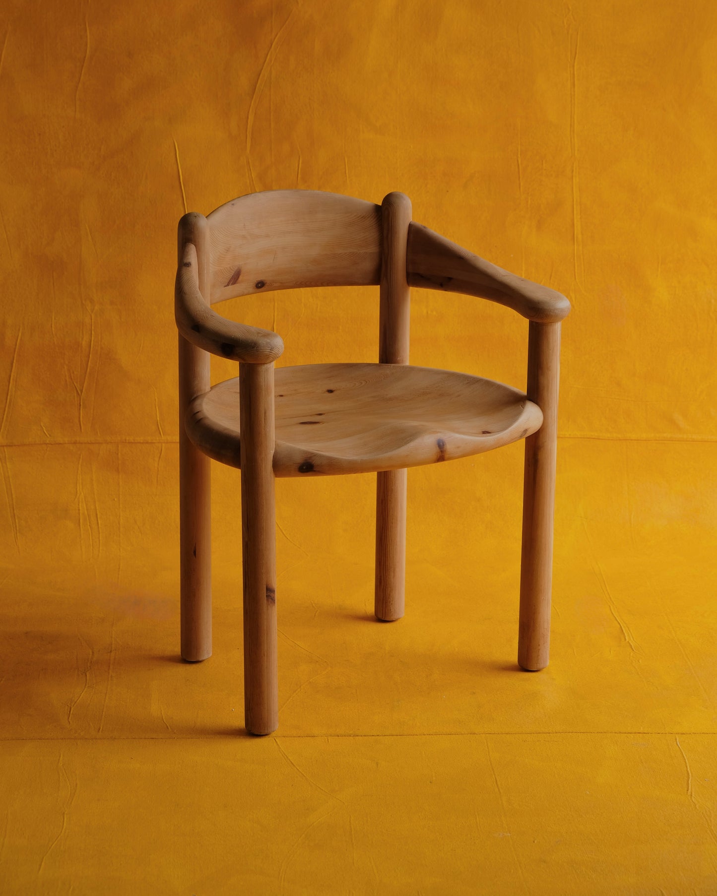 SET OF FIVE DANISH CURVED PINE ARMCHAIRS