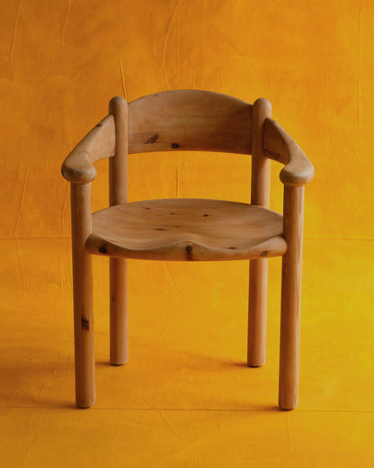 SET OF FIVE DANISH CURVED PINE ARMCHAIRS
