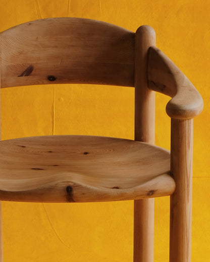 SET OF FIVE DANISH CURVED PINE ARMCHAIRS