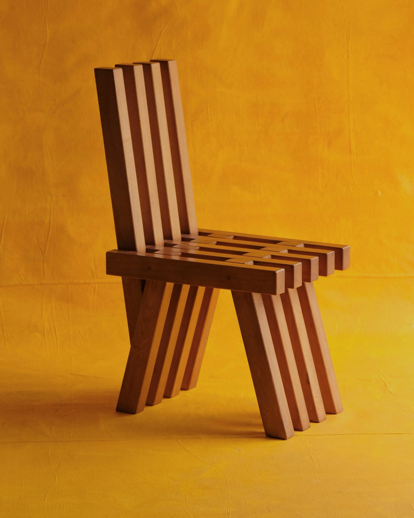 SET OF TWELVE BRUTALIST SLATTED OAK CHAIRS