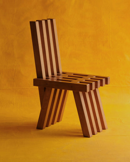 SET OF TWELVE BRUTALIST SLATTED OAK CHAIRS