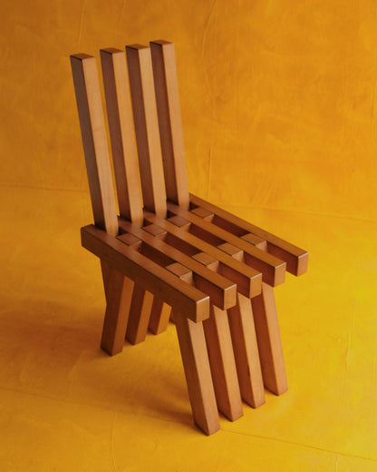 SET OF TWELVE BRUTALIST SLATTED OAK CHAIRS