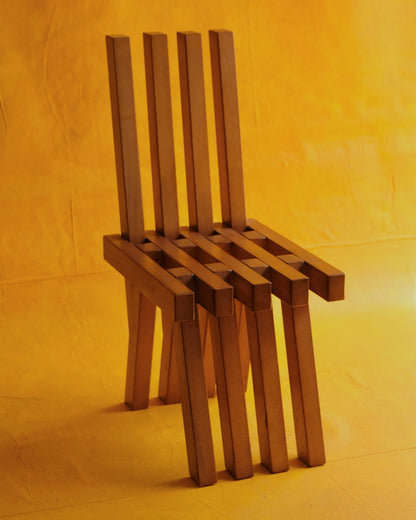 SET OF TWELVE BRUTALIST SLATTED OAK CHAIRS