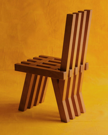 SET OF TWELVE BRUTALIST SLATTED OAK CHAIRS