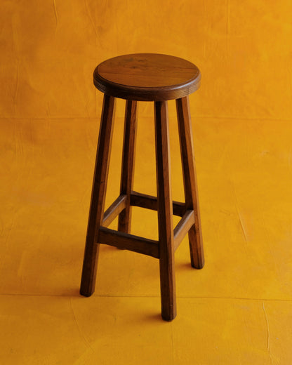 SET OF FOUR FRENCH OAK BAR STOOLS