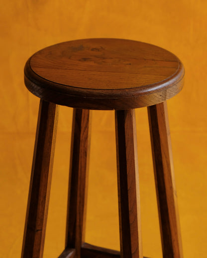 SET OF FOUR FRENCH OAK BAR STOOLS