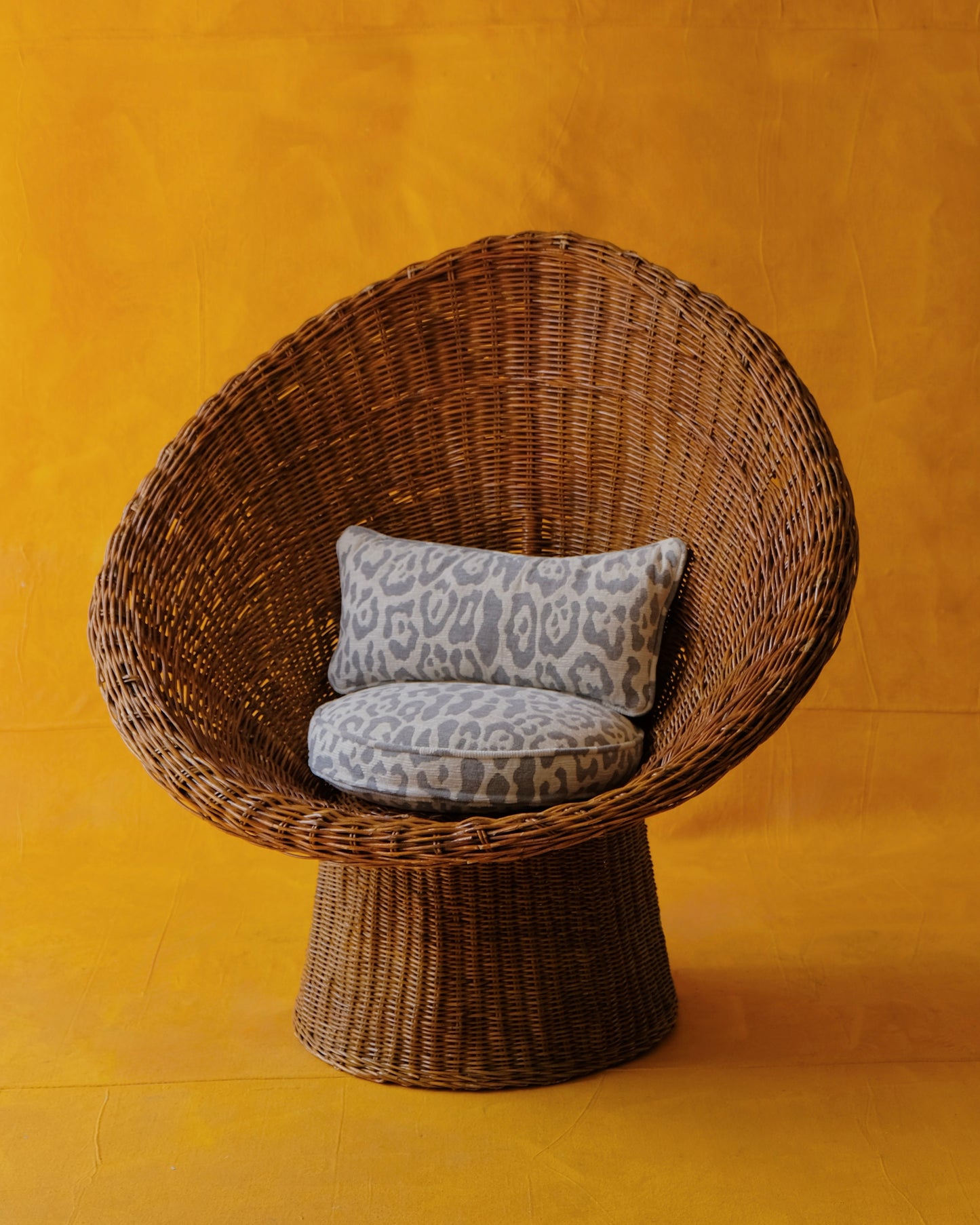 WOVEN CANE PEDESTAL CHAIRS