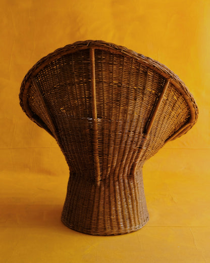 WOVEN CANE PEDESTAL CHAIRS