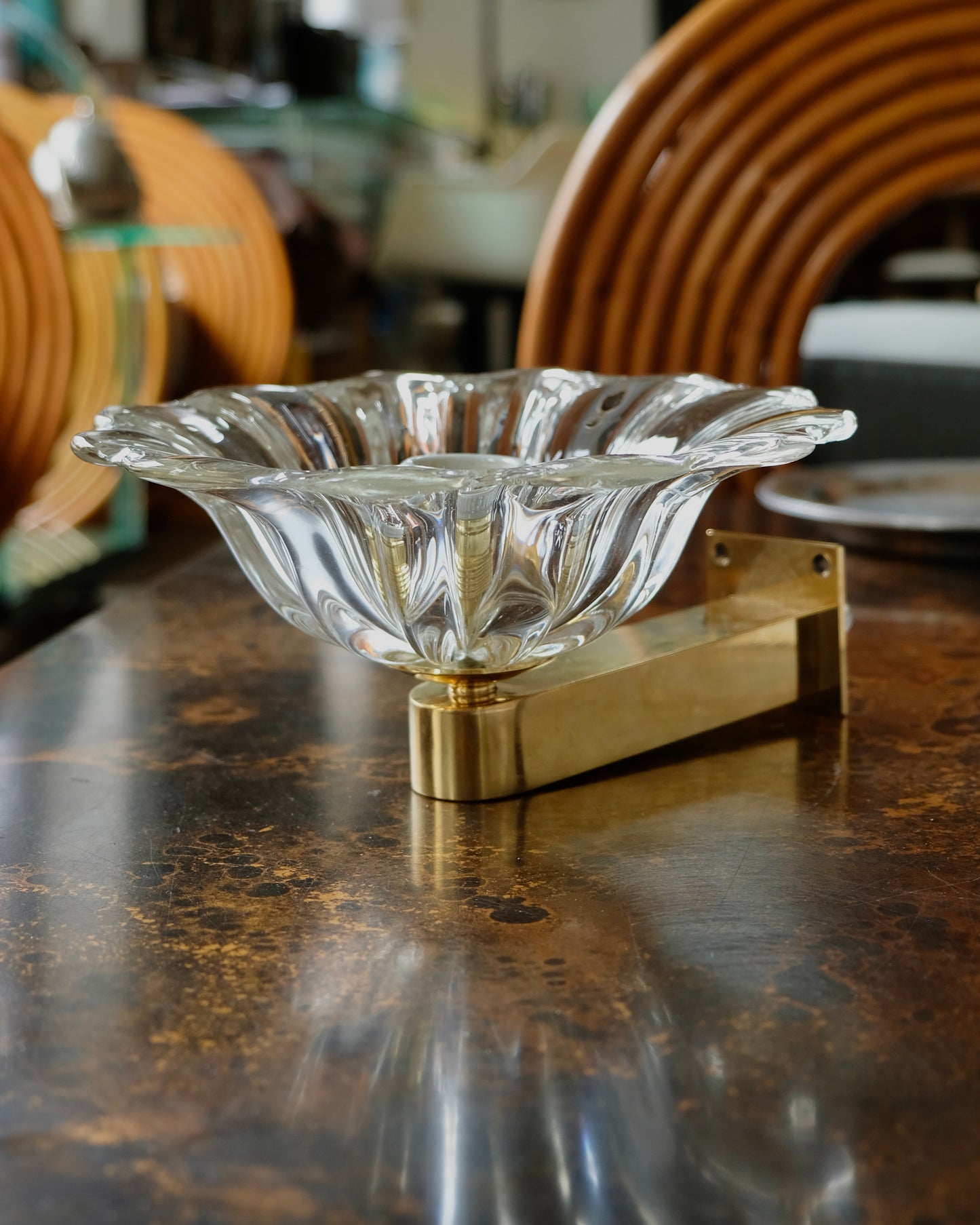 SET OF FIVE SCULPTURAL FLORAL MURANO GLASS SCONCES